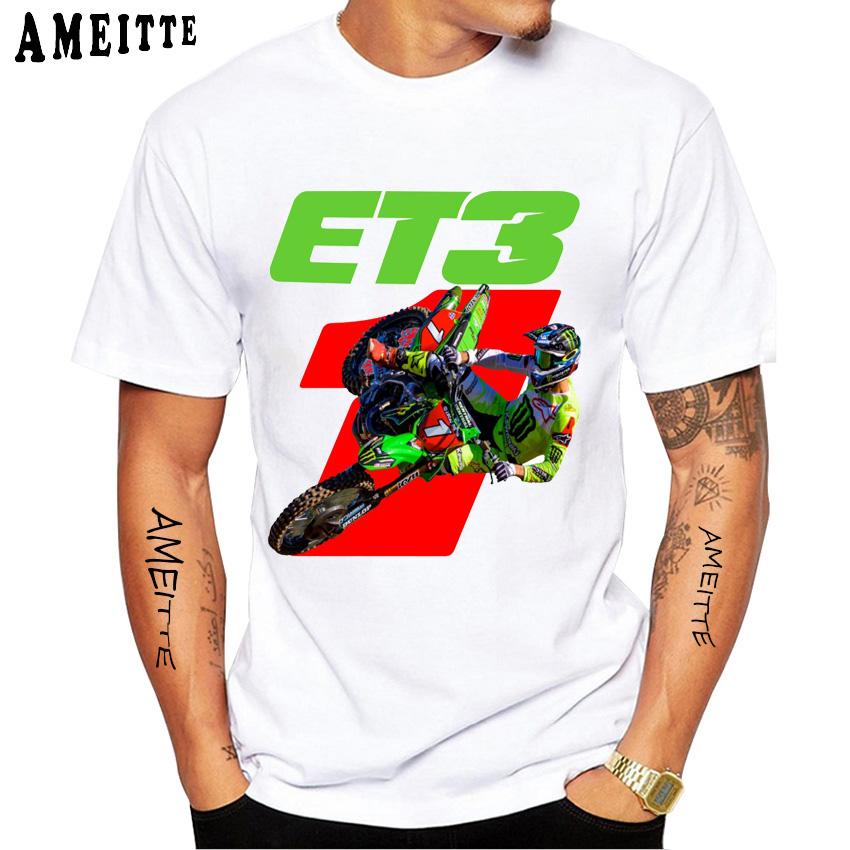 Eli Tomac ET3 Motocross Dirtbike Fans Fahrer T-Shirt Neu Sommer Herren Kurzarm Hip Hop Junge Lässige T-Shirts Motorrad Weiße Oberteile