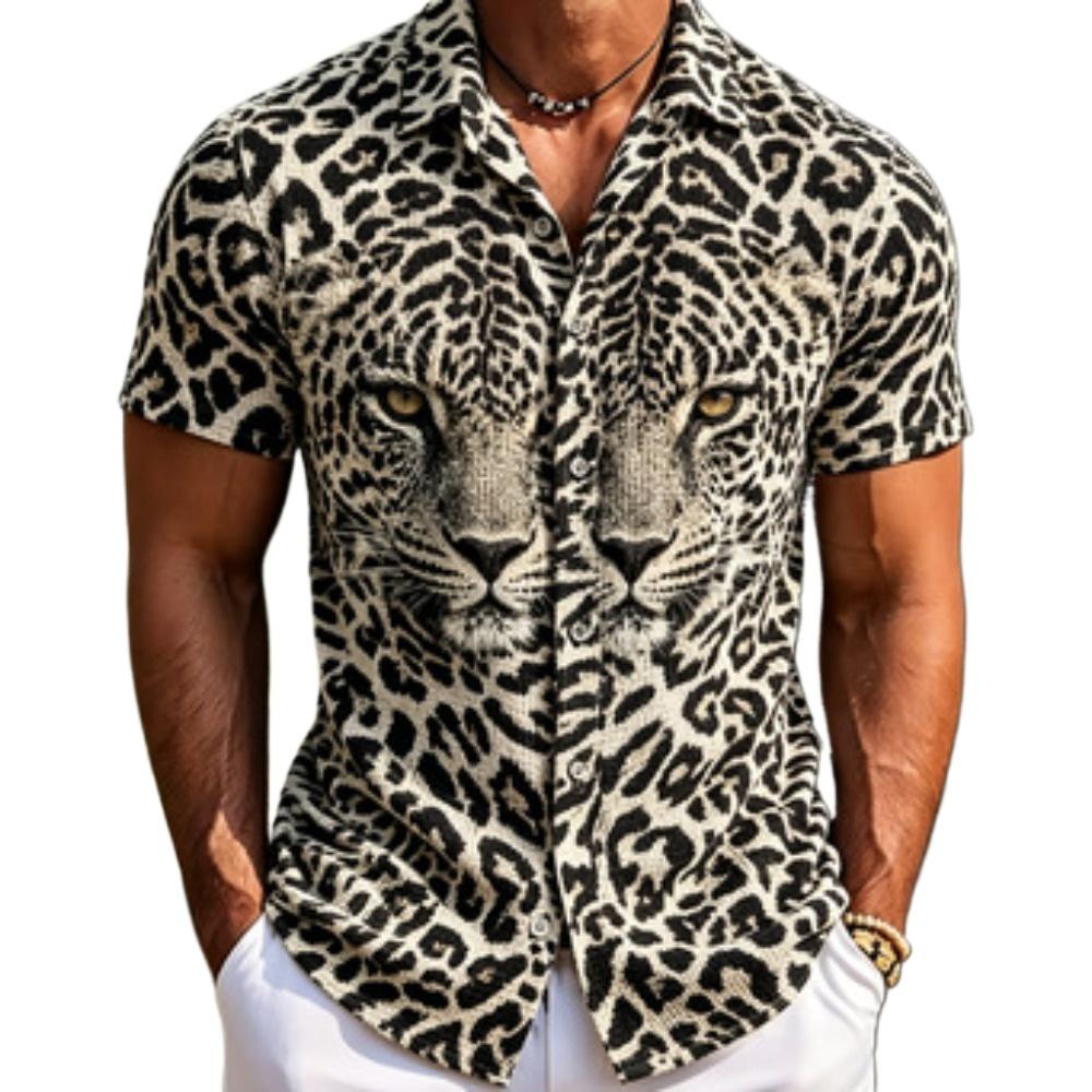 Homewear Men's Shirts Beast Wolf Tiger Leopard Printed Short Sleeved Shirts Summer Men's and Women's Fashion Holiday Shirt