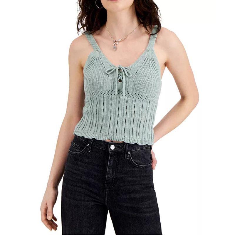 

Export Fashionable Holiday Crochet Knitting Retro Hollow Camisole Bean Green L