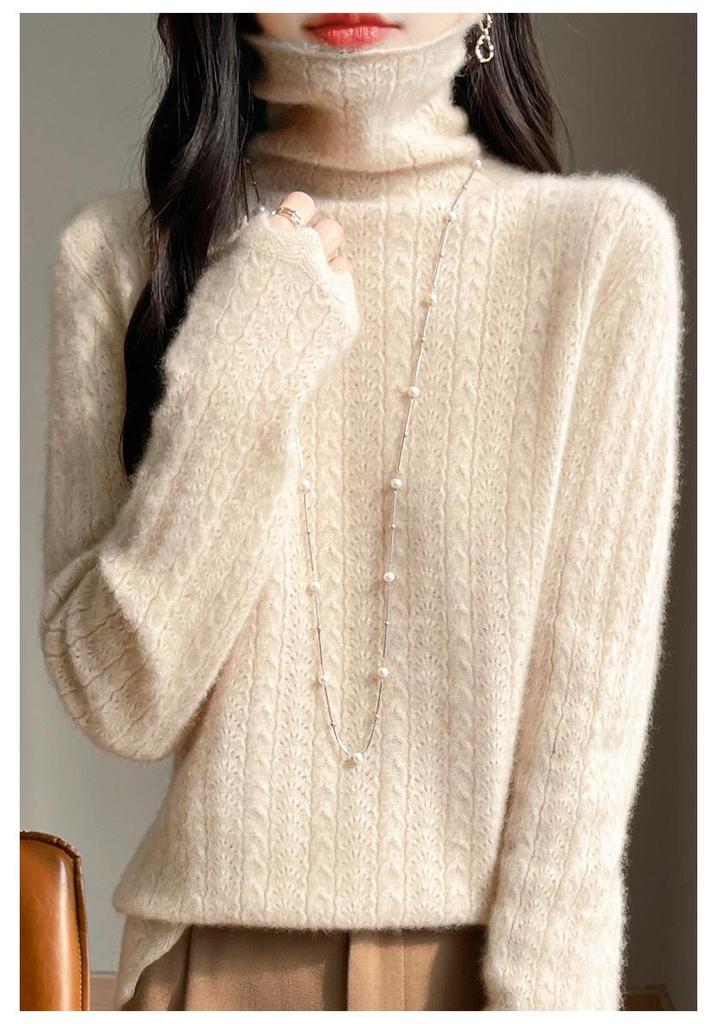 High-Neck Merino Wool Sweater: Autumn/Winter Fashion