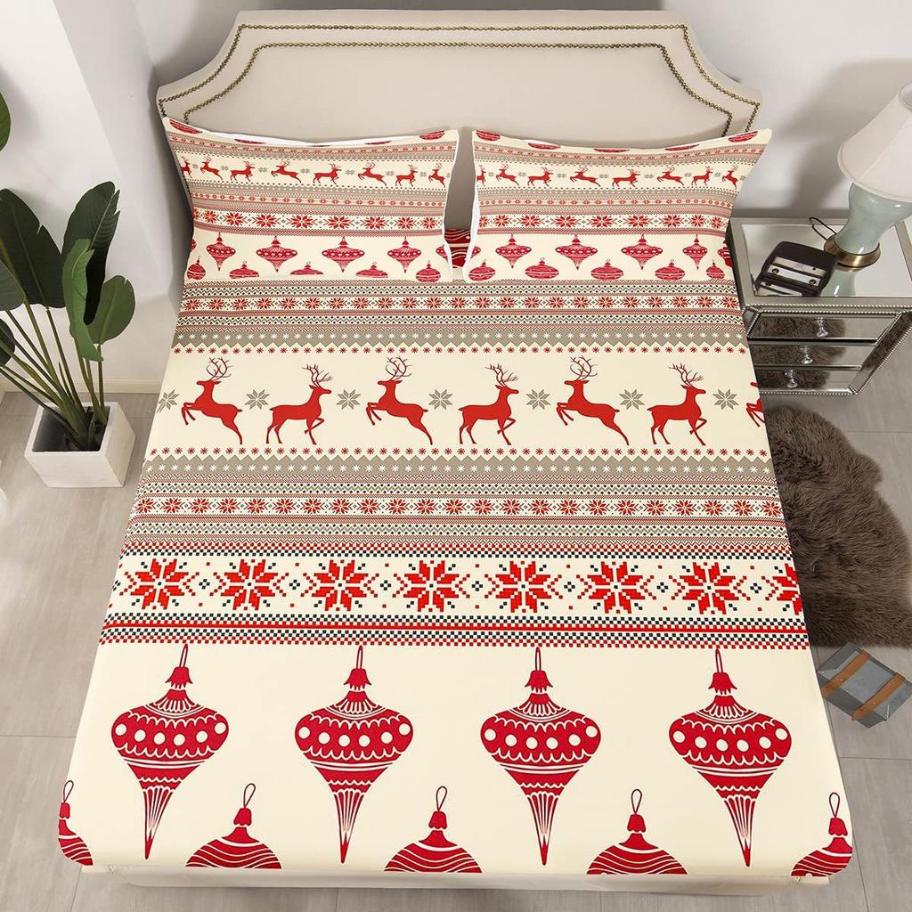 Christmas-Themed Pattern Mattress Three-Piece Digital Printing Mattress Bedding Set Adult Children