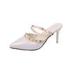 2025 summer new willow spike pointed cool slippers women wear half slippers pointed rivet sandals women's stiletto