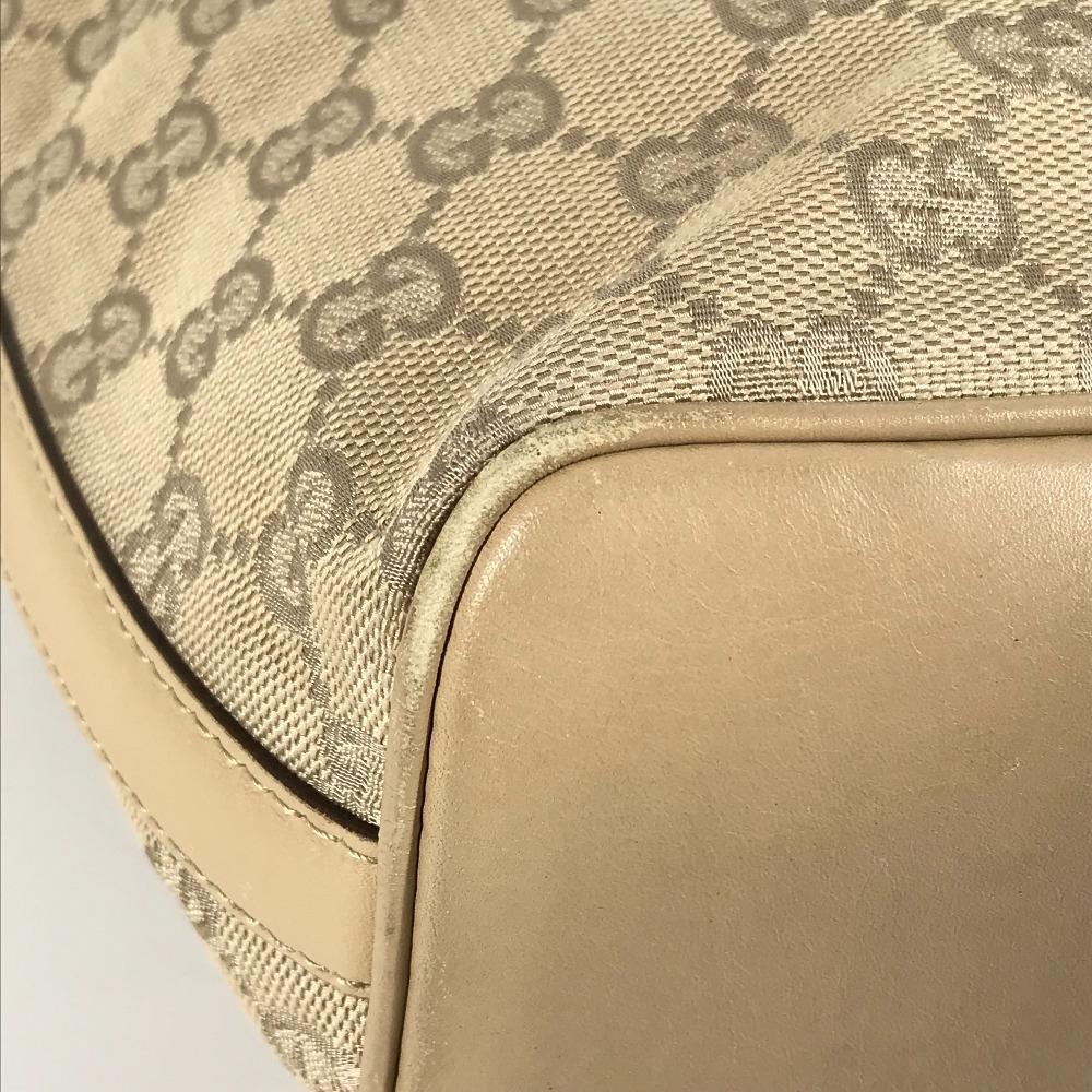 Gucci 73885 GG Logo Bucket-shaped Shoulder Bag GGCanvas/Leather Beige