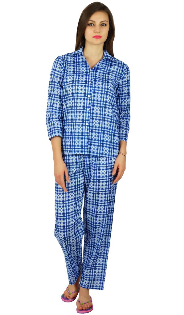 Bimba Womens Cotton Night Wear Printed Pajama Set Full Sleeve Shirt with