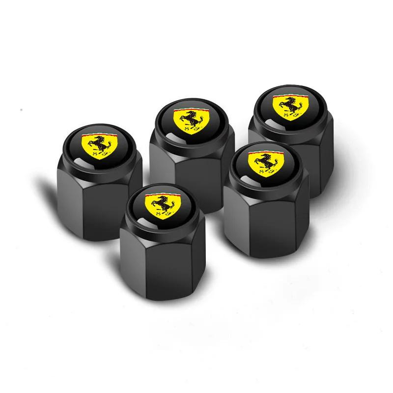 5Pcs Car Wheel Tire Valve Caps Metal Stem Cover for Ferrari F430 Stradale Roma 488 Spider SF90 Portofino F8 Superfast Accessory NBA2