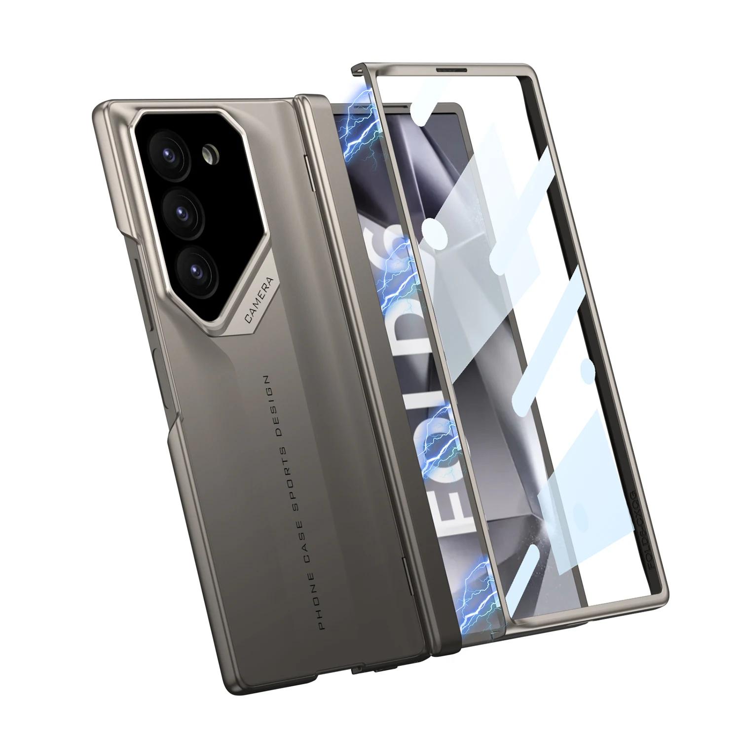 

Роскошный матовый чехол для телефона с магнитным шарниром для Samsung Galaxy Z Fold 7 6 5, защитная пленка из закаленного стекла для всего экрана, защитная крышка galaxy z fold 5