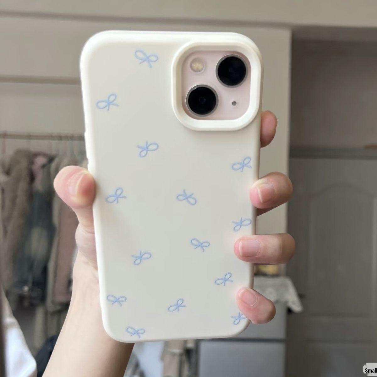 

Fresh Blue Valley Bow Mochi Case for Apple 17 Pro Max, 16, 15, 14 Pro, 12 Pro - Soft Protective Phone Cover. iPhone 15 Pro