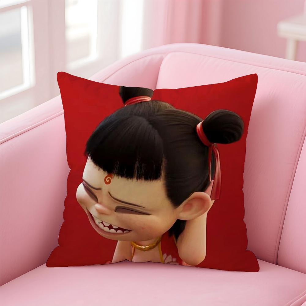 Animated Movie Nezha Cushion Cover Comfortable Reversible Pillow Cover Ideal for Car Sofa Bedroom & Beyond