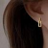 1 Pair Gold Plated Stud Earrings for Women, Minimalist Geometric Earrings, Small Rectangular Earring Jewelry
