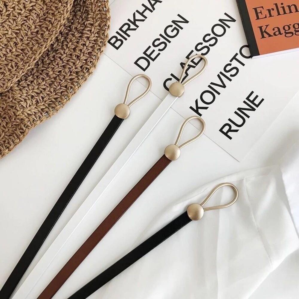 Adjustable Knotted Belt PU Leather Dress Belt Fashion Waist Chain for Jeans