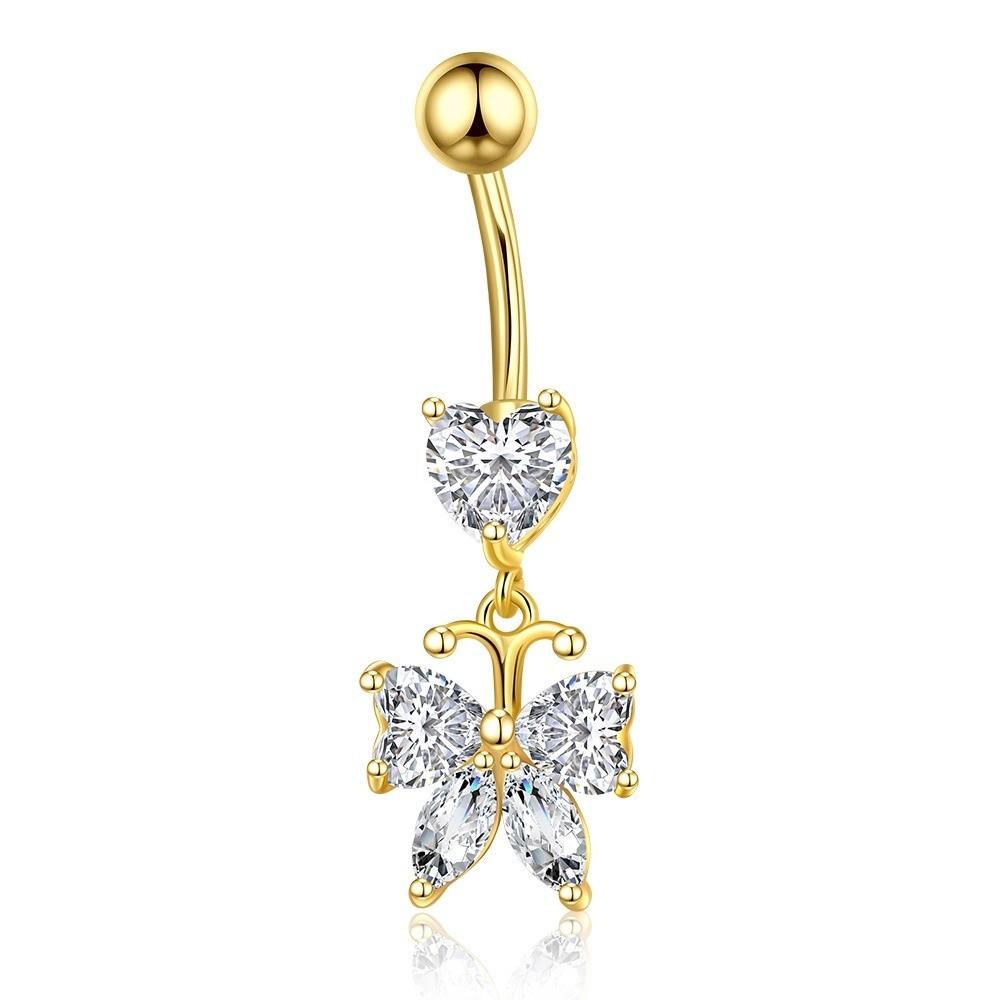 Elegant Navel Piercing Rings Zircon Belly Clicked Piercing Butterfly Belly Button Rings Daily