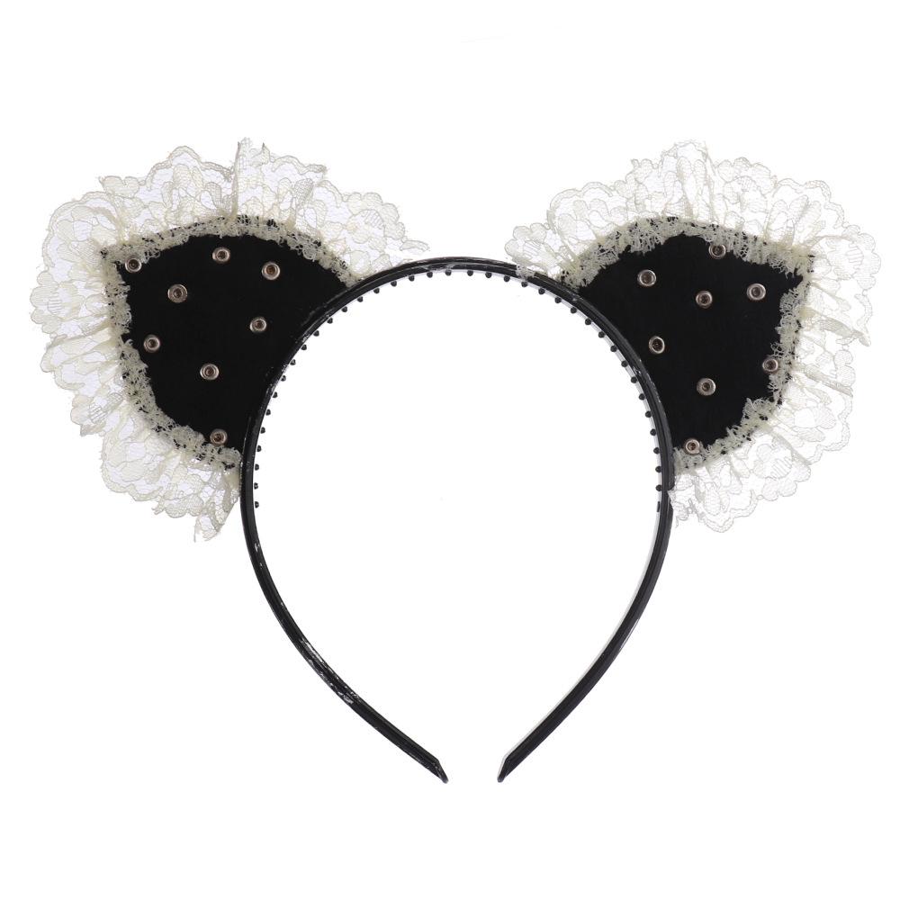 Halloween, Carnival, Party Decoration, Cat's Ears,cat-ear Shaped Bread, Hair Band, Vintage Lace Lace, Gothic Punk Hair Band
