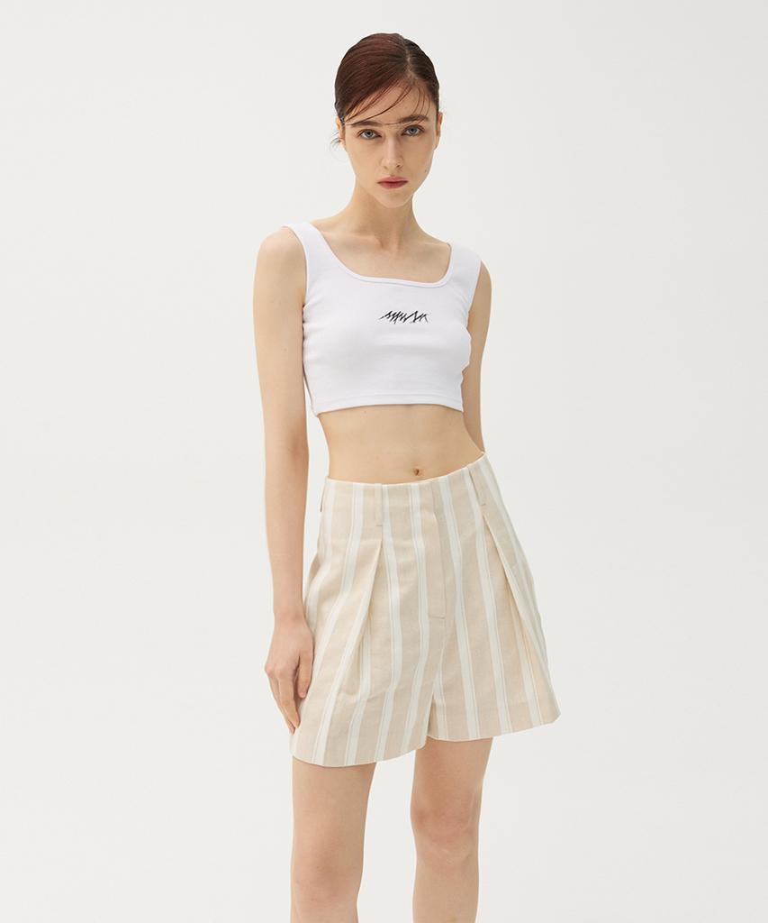 Meuameu Linen Pin Tuck Shorts