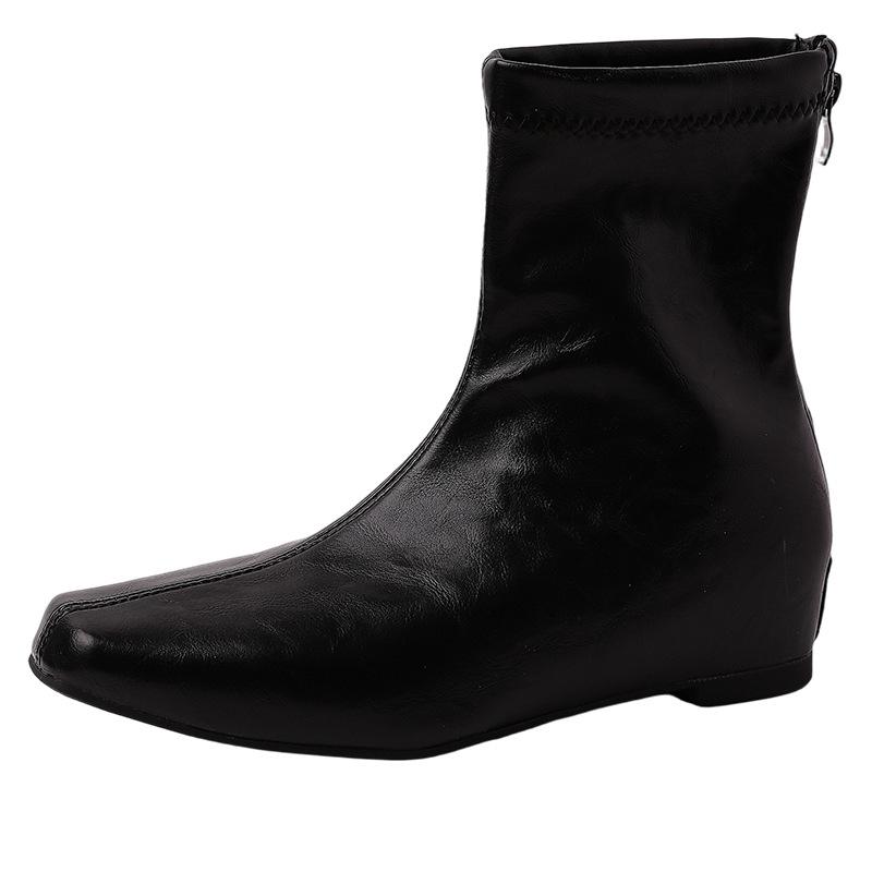 Temperament Fashion Slope Heel Knight Boots Versatile Design Fashion Boots Autumn Korean Edition Niche Middle Heel Back Zipper Women's Boots
