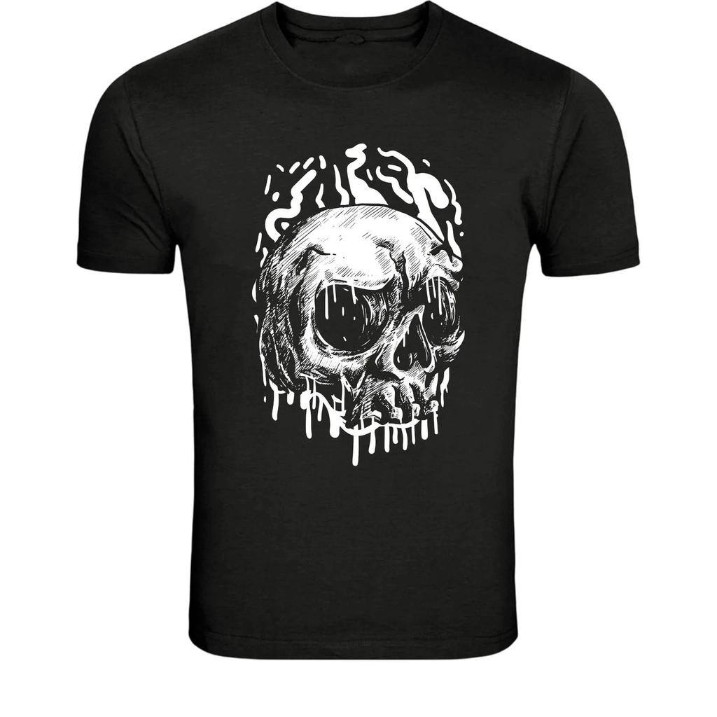 Melting Skull Horror T-Shirt - Dark Gothic Dripping Skull Graphic