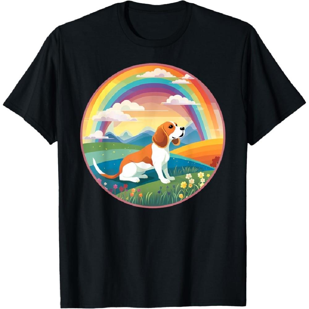 

Beagle Rainbow Bridge Colorful Dog Memorial Painting T-Shirt S