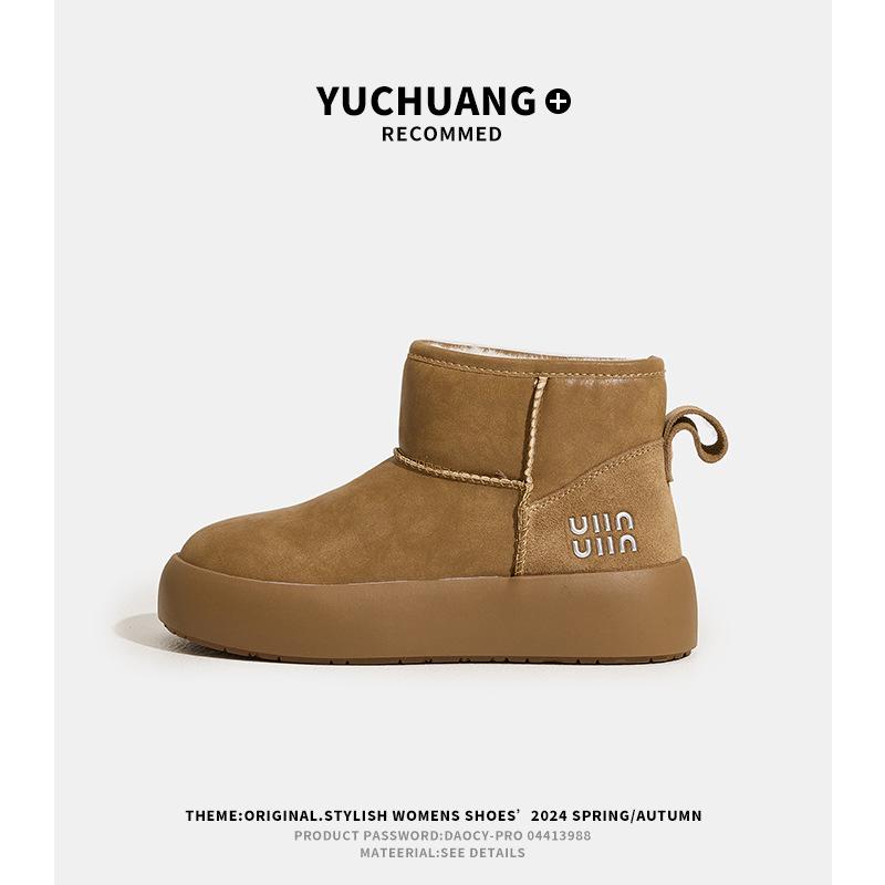 

Snow boots women s American retro snow cotton 2025 winter new thickened warm cow velvet leather women s cotton boots 35