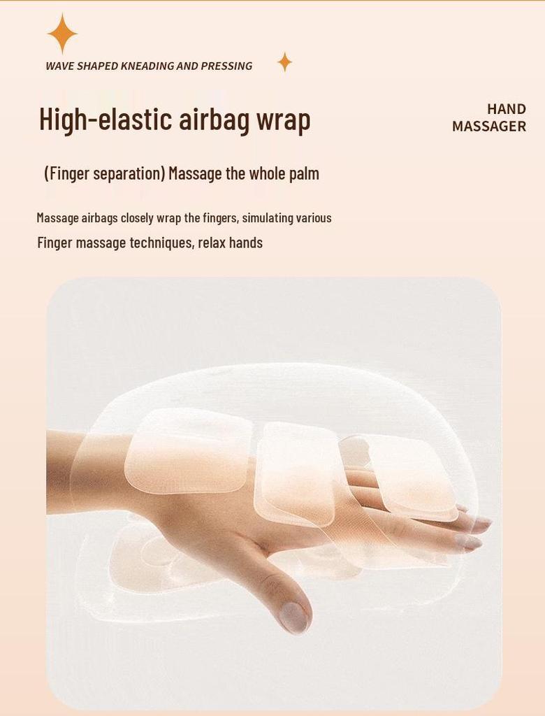 Hand Massager with Heating and Airbag Kneading for Finger, Joint, and Palm Pain Relief