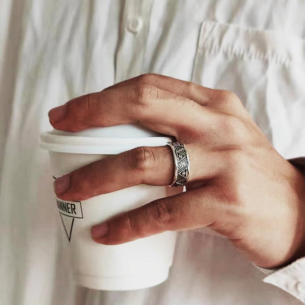 Retro Eye of Providence Adjustable Open Ring Punk Gothic Mystic Ring For Men Women Edgy Zircon Vintage Accessories Unisex Gift