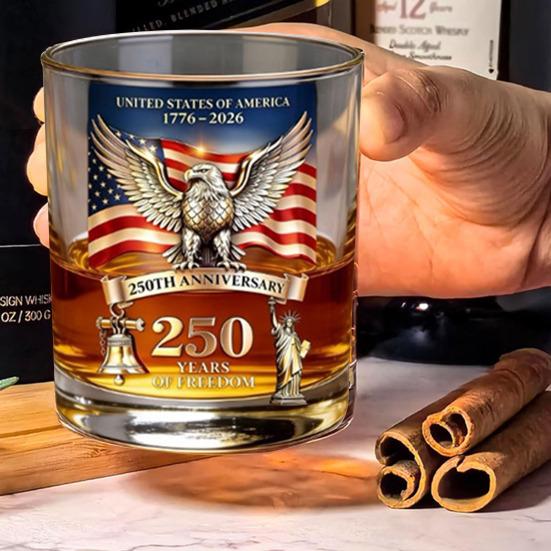America 250th Anniversary Glass We The People Whiskey Glass Liquor Bourbon Cocktail Glass Patriotic Gift for Father's Day or Veterans