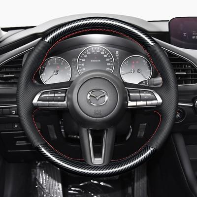 Cuir pour Mazda 3 Axela - CX-30 CX30 EV CX-50 CX50 Housse de Volant de Voiture à Coudre à la Main Accessoires d'Intérieur de Voiture