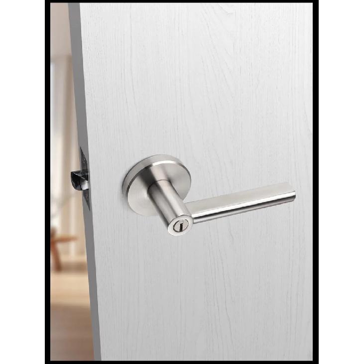 304 Stainless Steel Three-pole Handle Lock Single Tongue Bathroom Interior Door Lock Aisle Fire Door Door Lock With Key