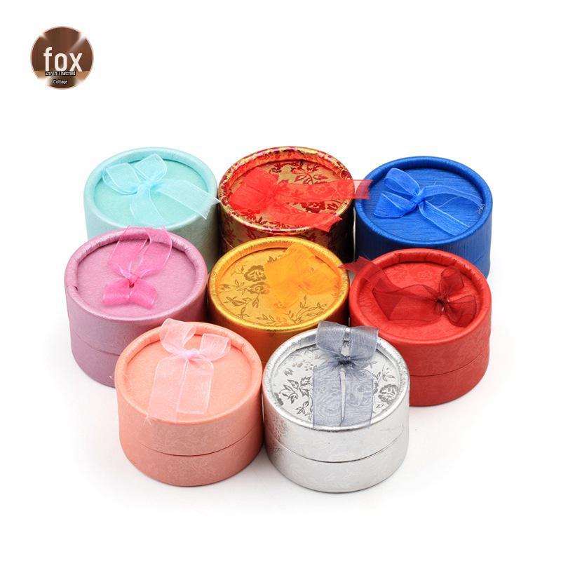 Small Bowknot Round Jewelry Box for Rings and Earrings