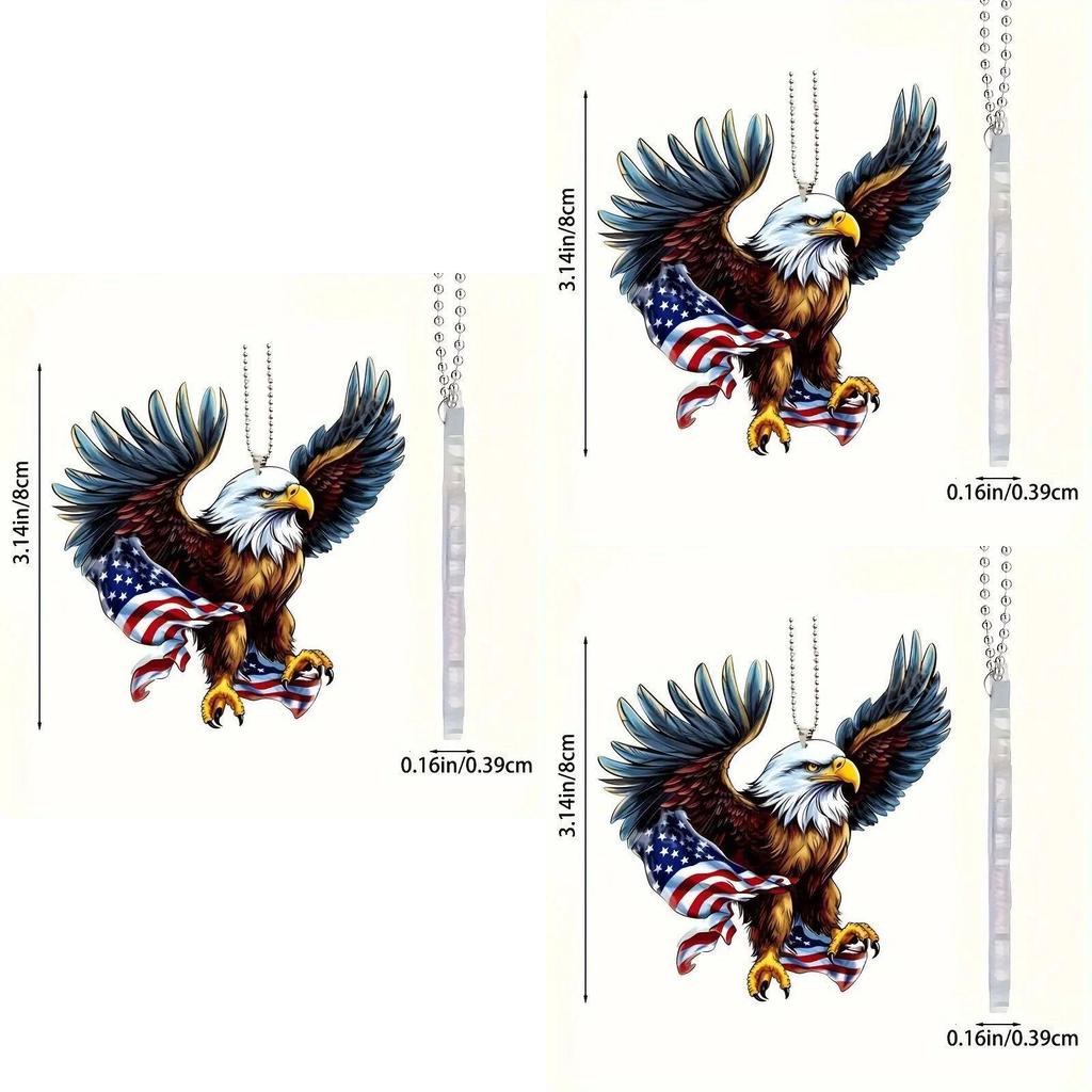Unique 2d American Bald Eagle Independence Day Car Hanging Ornament Acrylic Dcor