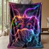 Neon Game Controller Lightning Theme blanket Lightweight Warm Flannel Blanket Decorative Throw Blanket for Home Decoration