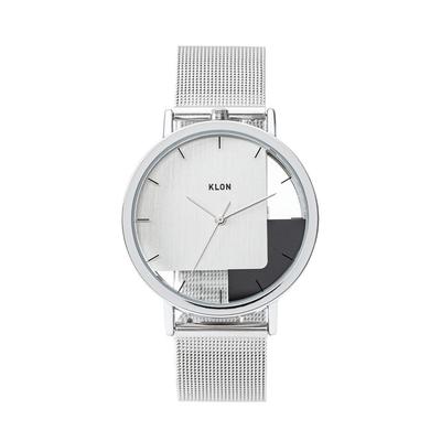 KLON Skeleton Clear Watch Men Women 38mm Silver Overlapping Tiles Replacement Strap Simple Invisible