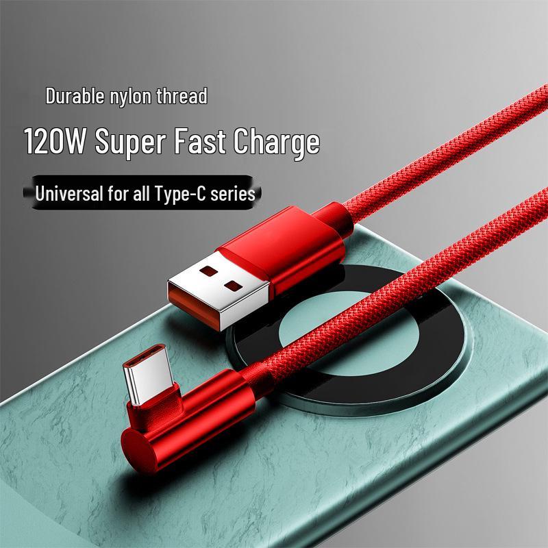 120W Fast Charging Cable, Type-C Compatible with Huawei, Honor, Vivo, Oppo, Android, & Apple Devices