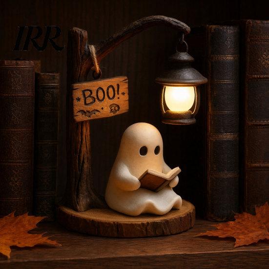 Spooky Night Light Halloween Gothic Witch Lantern, Resin Tabletop Decor with Warm Glow, Centerpiece Lantern Decoration for Shelf Desk