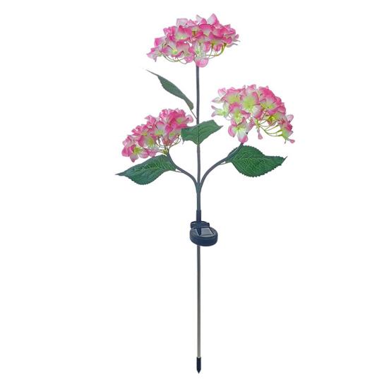 3-Head Solar Hydrangea Flower Garden Light with Colorful LEDs Waterproof Outdoor Stake Lamp