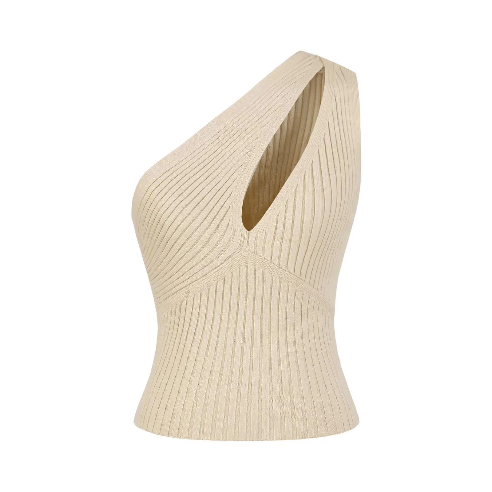 Spicy Girl One-Shoulder Hollow-Out Knit Camisole - Spring 2026 New Arrival Small абрикосовый