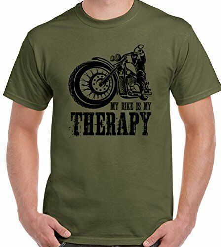 Biker T-Shirt Mens Funny Motorbike Motorcycle Cafe Racer My Bike Is My Therapy XXXXL