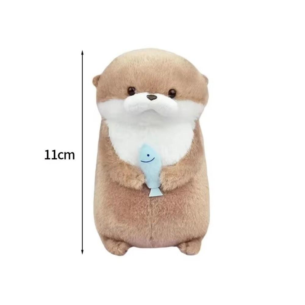 Kawaii Otters Holding Fish Plush Doll Keyring Plush Material Soft Touch Doll Toy Keyring Cute Design Funny Pendant Keyring