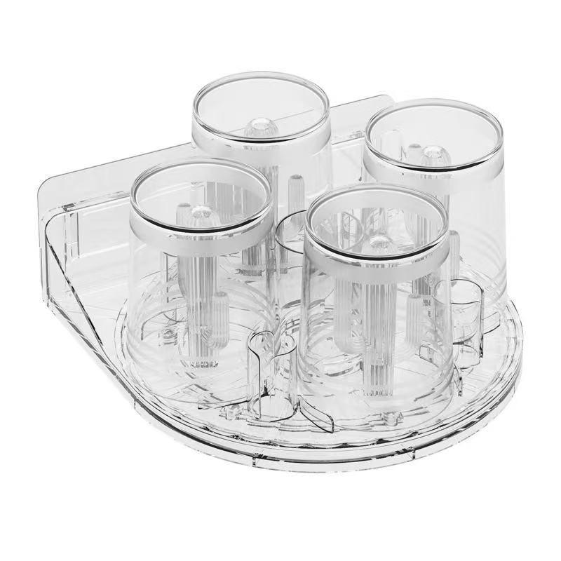

Wall-Mounted Rotating Bathroom Toothbrush & Mouthwash Cup Holder - Punch-Free Storage Solution 201-300ml прозрачный белый