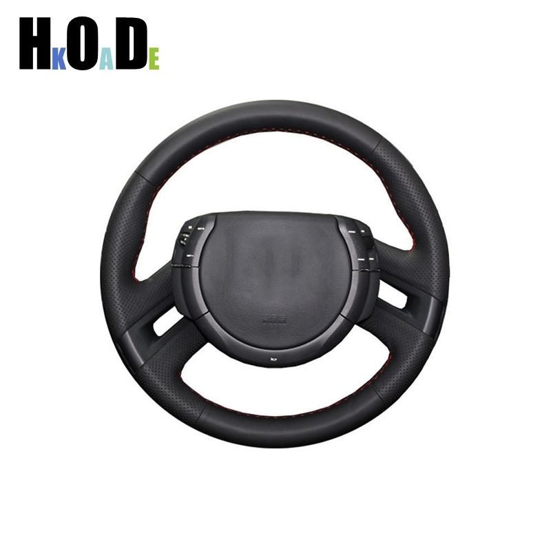 Car Steering Wheel Cover For Citroen C4 Picasso 2007 2008 2009 2010 2011 2012 2013 DIY Hand Stitch Black Microfiber Leather