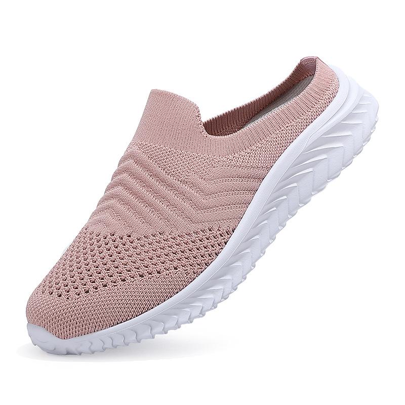 

Женские туфли Flyknit, легкие, с мягкой подошвой, спортивные туфли, полускользящие, с круглым носком, повседневные, дышащие, сетчатые, женские одиночные туфли 42 розовый