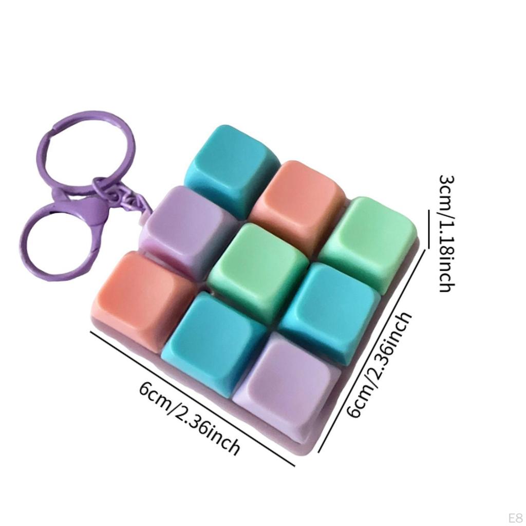 Fidget Keychain Mechanical Key Button 9-Button for Office Home Gift Birthday Drive Away