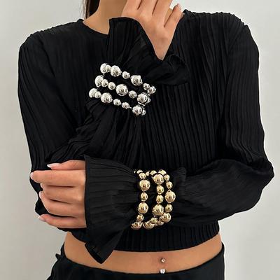 Set Bracciali di Perle Francesi Esagerate: Gioielli di Perline Versatili 3 Pezzi Europei e Americani