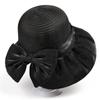 Foldable bow elegant travel bucket hat spring and summer organza straw hat sun protection sun hat women