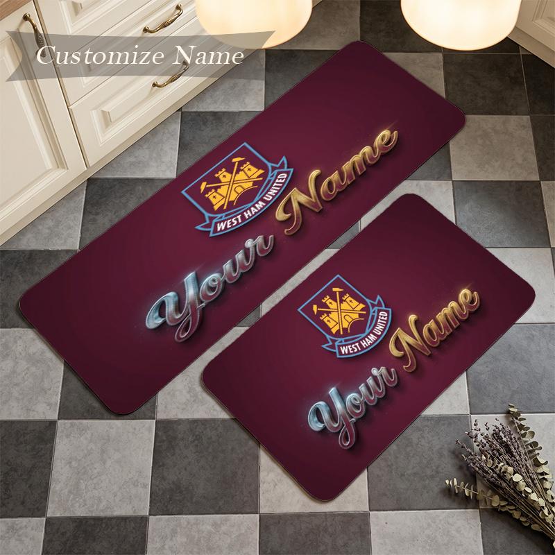 West Ham United F (1) Personalisierte Flanellmatte Anti-Rutsch Küchenbodenmatte für Heimküchen-Dekor Geschenk