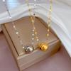 Lucky Bead Furnace Real Gold Cold Necklace Female Collarbone Chain With Jewelry