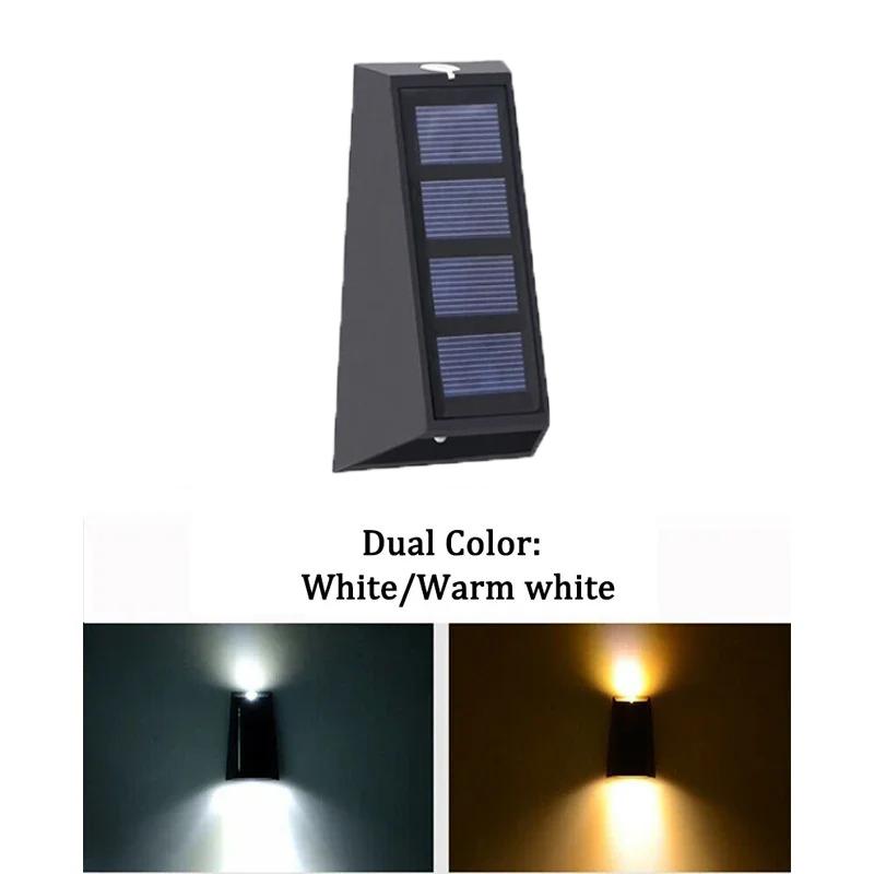 RGB Color Changing or White&Warm Double Color Changing - Solar Stairs Lights Waterproof Wall Lamp for Garden Walkway Fence Solar Powered Lighting