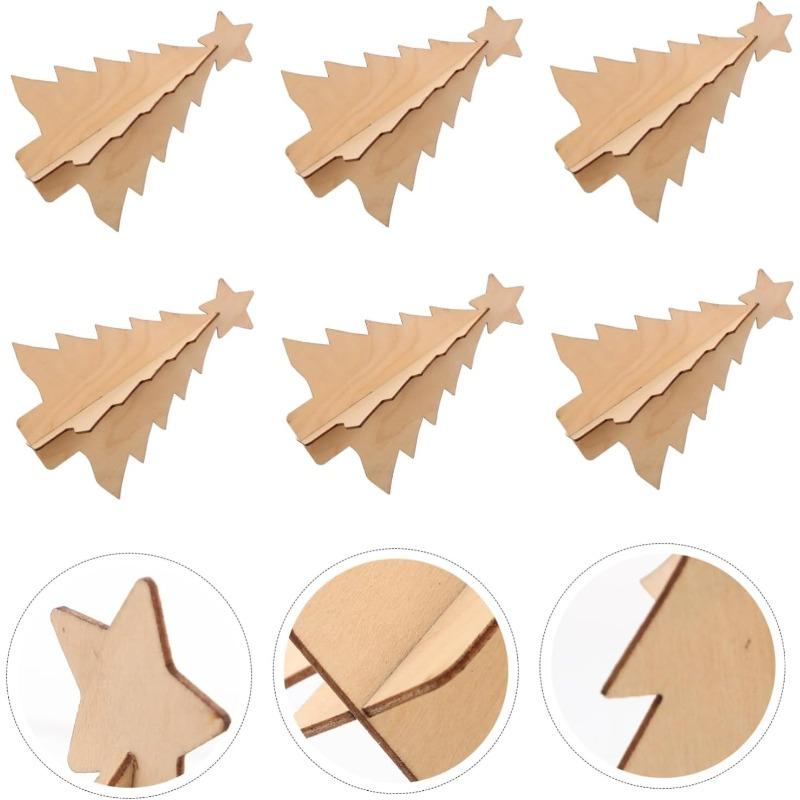 Christmas Wooden Table Ornaments 3D Xmas Tree Shaped Unfinished Wood Cutouts Christmas Tree for Xmas Holiday Wedding Party Decor