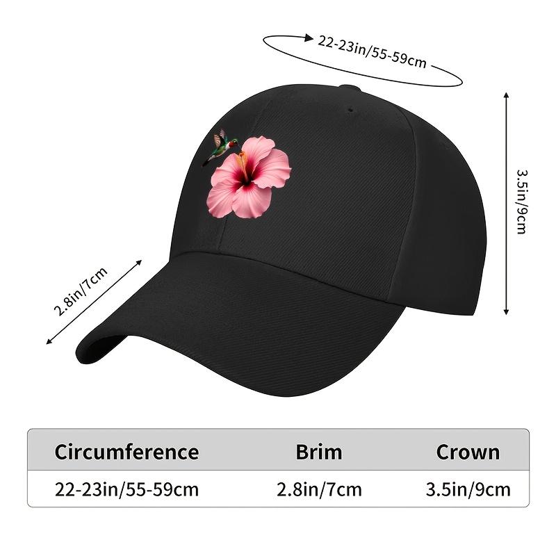 Hummingbird Hibiscus Flower Baseball Cap Adjustable Cotton Print Outdoor Casual Adjustable Hat