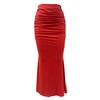 Fishtail Skirt High Waist Ruched Women Skirt Solid Color Design Slimming Effect Long Skirt Commuting Streetwear