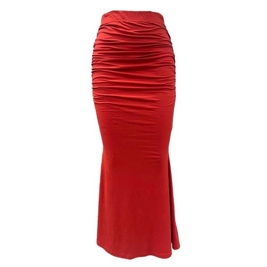 Sukně rybího střihu s vysokým pasem a řasením Dámská sukně Jednobarevný design Zeštíhlující efekt Dlouhá sukně Dojíždění Streetwear