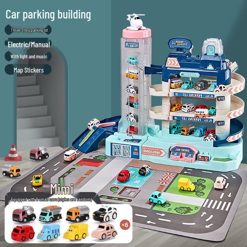 Kids' Space Adventure Parking Lot Toy with 9-Track Car Race for Ages 1-6